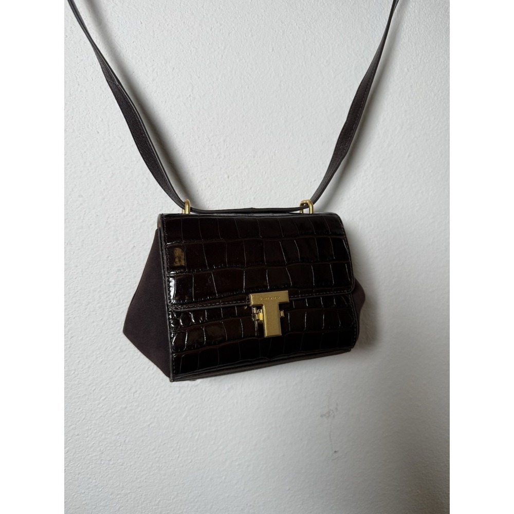 Tory‎ Burch Juliette Embossed Mini Crossbody Shoulder Bag Deep Chocolate Brown